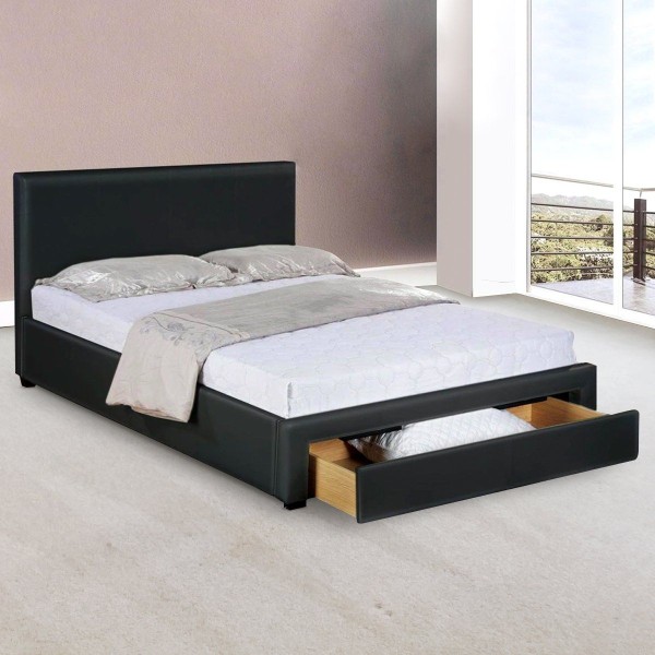 Faux Leather Bed Frame with Drawer - Magasins Hart | Hart Stores