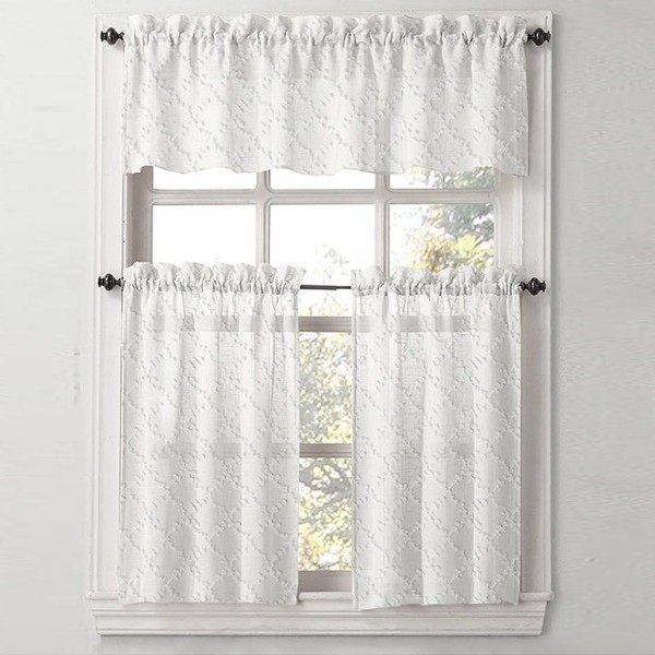 Britta 3 Piece Ivory rod pocket café curtains - Magasins Hart | Hart Stores
