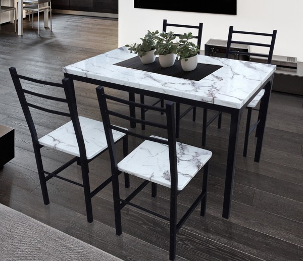 Sandra Venditti - 5 Piece Dining Set with Faux Marble Top - Magasins Hart | Hart Stores