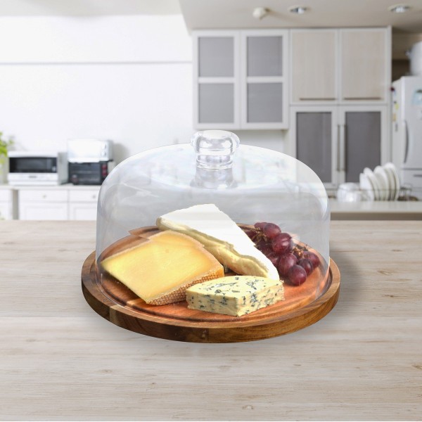À la Cuisine - Plateau à fromage en Acacia avec cloche