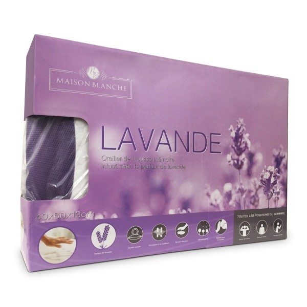 Maison Blanche - Oreiller de mousse mémoire infusé à la lavande