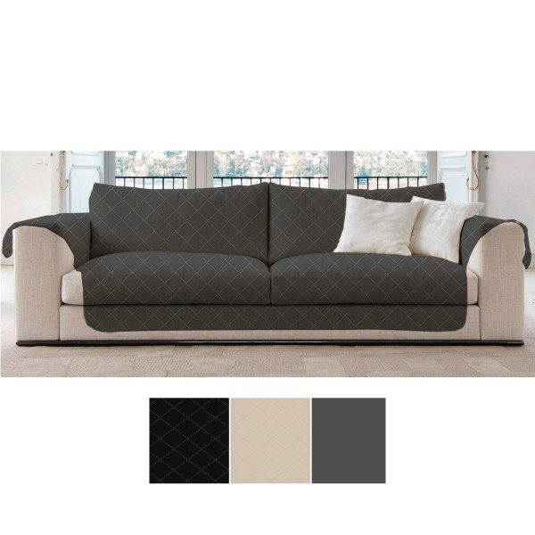 Sofa Slipcover with Diagonal Stitch Design