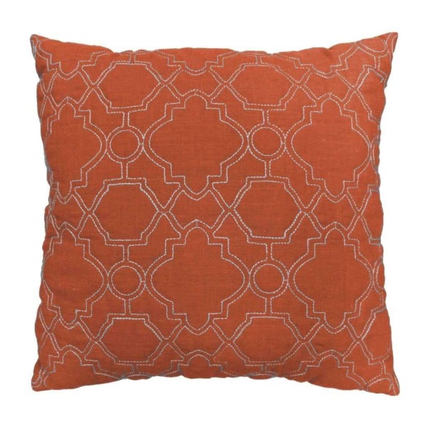 Lauren Taylor - Layla Geometric Quilted Linen Cushion, Orange - Magasins Hart | Hart Stores