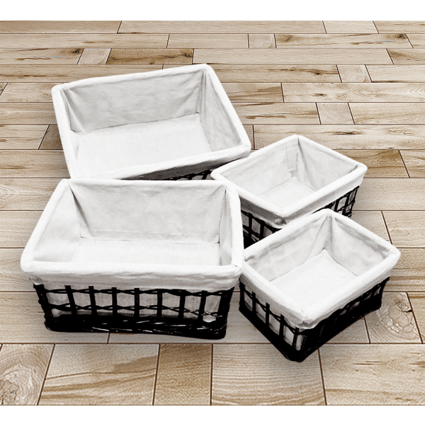 Set of 4 Willow Baskets with Ivory Canvas - Magasins Hart | Hart Stores