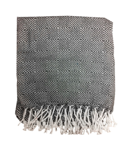 Throw 50x60 Chloe Diamond Cotton Blk/wht