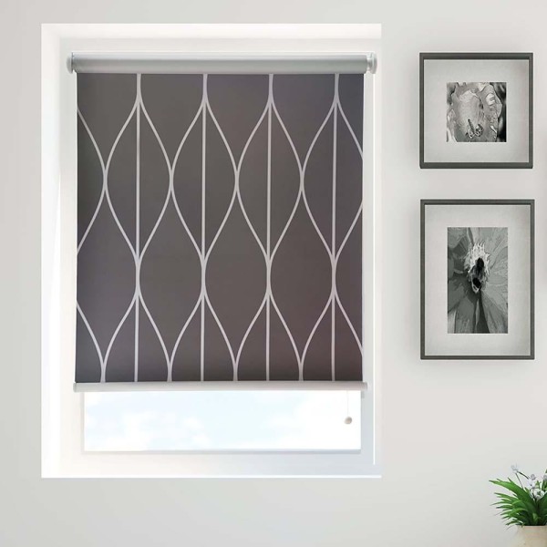 Cordless Blackout Roller Blind - Grey Geometric - Magasins Hart | Hart Stores