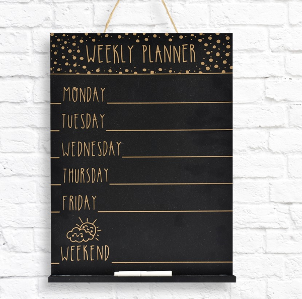 Tableau noir de l'agenda hebdomadaire