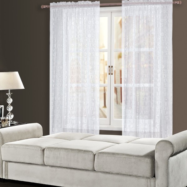Script White Embroidered Sheer Panel | 54