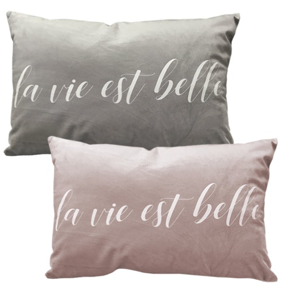 Lauren Taylor - Coussin en velour «La vie est belle»