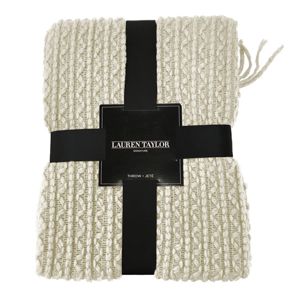 Simon Lightweight Cable Knit Throw with self fringe