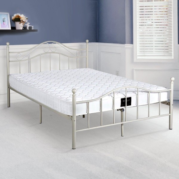 Curved Design White Metal Bed - Magasins Hart | Hart Stores