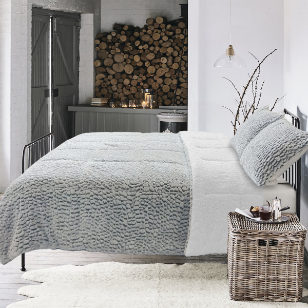 Karl Comforter Set 3pc /black Fleece/Sherpa