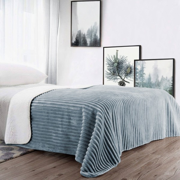 Portia - Ribbed Velour Reverse to Sherpa Blanket
