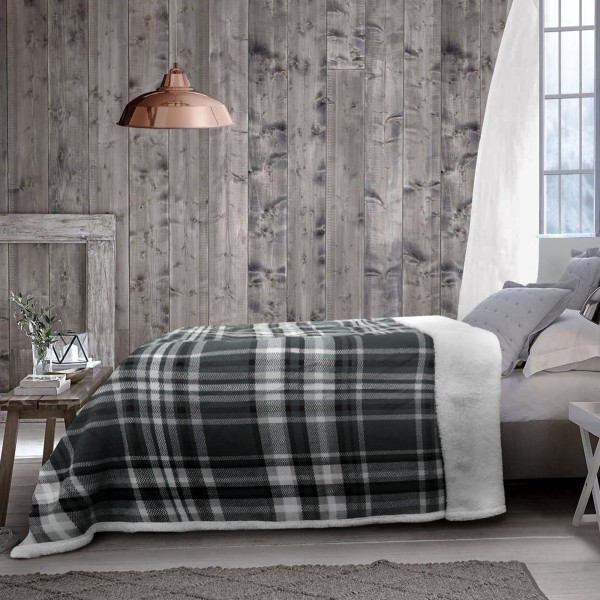 Christophe - Plaid Fleece Reverse to Sherpa Blanket 60x80