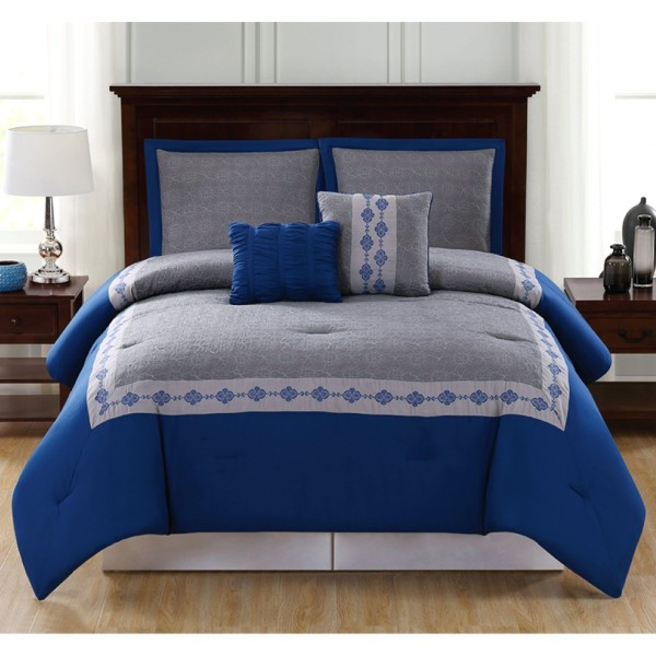 Lauren Taylor - Jared 5 Piece Embroidered Comforter Set - Magasins Hart | Hart Stores