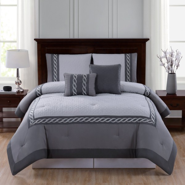 Lauren Taylor - Thatcher 5 Piece Embroidered Comforter Set - Magasins Hart | Hart Stores