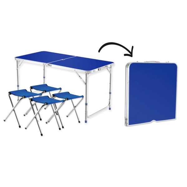 Table de camping pliante avec 4 tabourets (ramassage en magasin seulement)