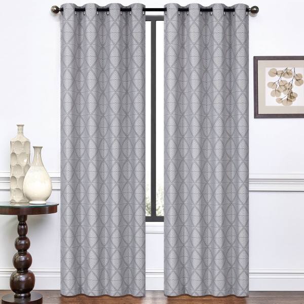 Manchester - Silver Grey Jacquard Grommet Panels - Set of 2 - Magasins Hart | Hart Stores