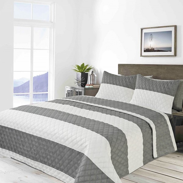 Oliver Wide Stripe Oversize 3 Piece Quilt Set - Magasins Hart | Hart Stores