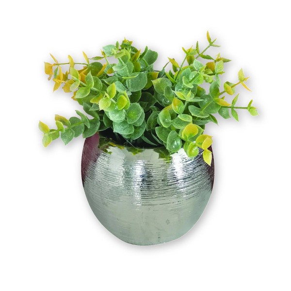 Artificial Boxwood Plant in Ceramic Chrome Plated Pot - Magasins Hart | Hart Stores