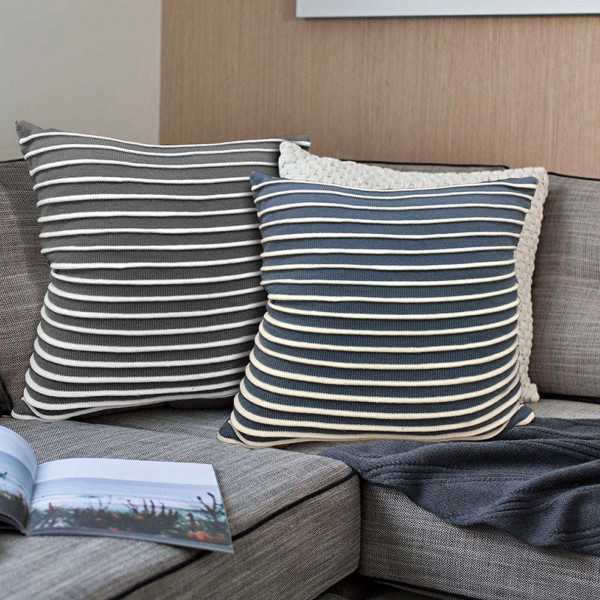 Milo Knit Pillow with Textured Stripe Details - Magasins Hart | Hart Stores