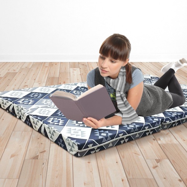 Foldable Full Size Foam Mattress in Assorted Prints