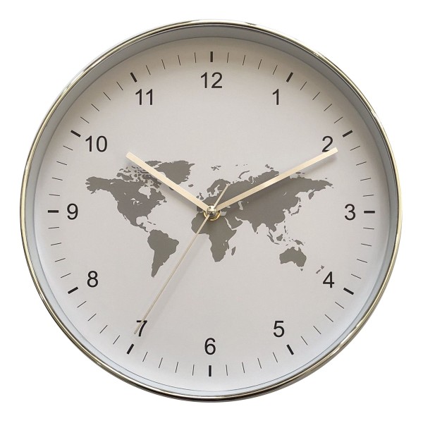 Wall Clock | 12'' White & Grey - World Map - Magasins Hart | Hart Stores