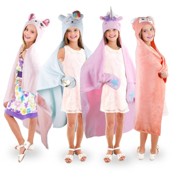 Unicorn pink fleece hooded throw 40x50 - Magasins Hart | Hart Stores
