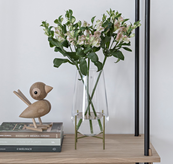 Glass Vase with Gold Base
