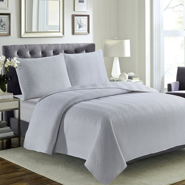 Tristan - Ensemble de courtepointe design chevron moderne 3 pièces