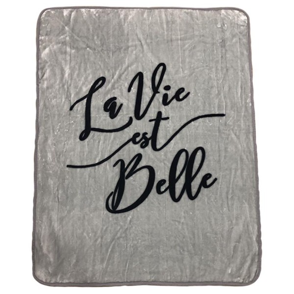 La Vie est Belle Grey Plush Mink Throw 50x60 - Magasins Hart | Hart Stores