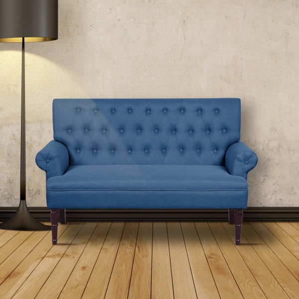 Gabriel - Tufted Faux Linen Loveseat in various colours