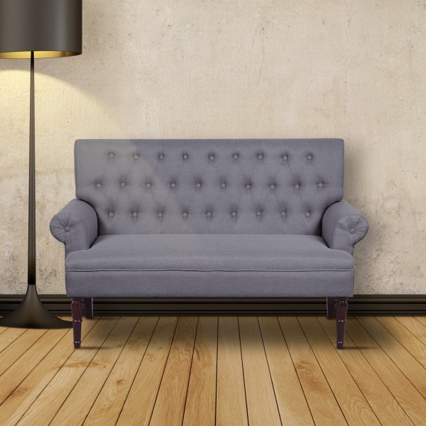Gabriel - Tufted Faux Linen Loveseat in various colours