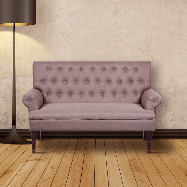 Gabriel - Tufted Faux Linen Loveseat in various colours