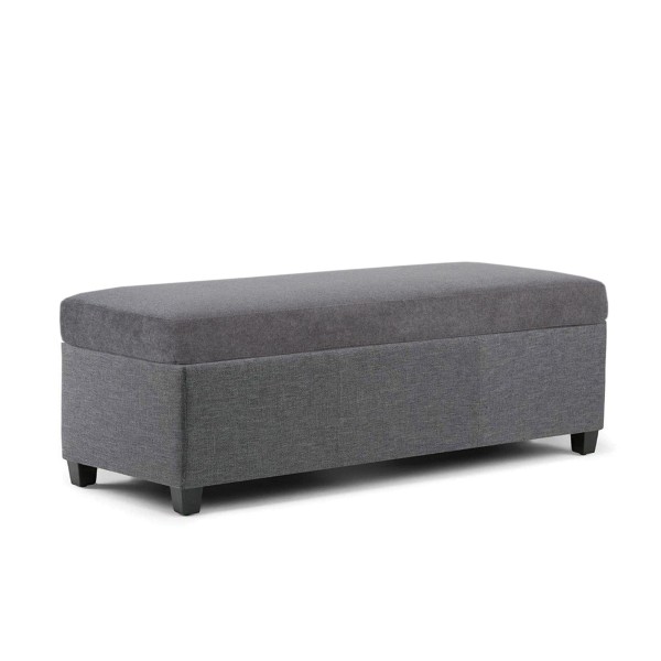 Banc de rangement en lin avec dessus capitonné
