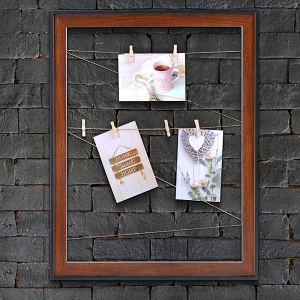 Cadre avec pince pour photo en simili bois foncé