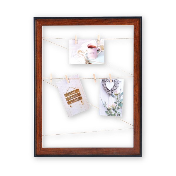Cadre avec pince pour photo en simili bois foncé