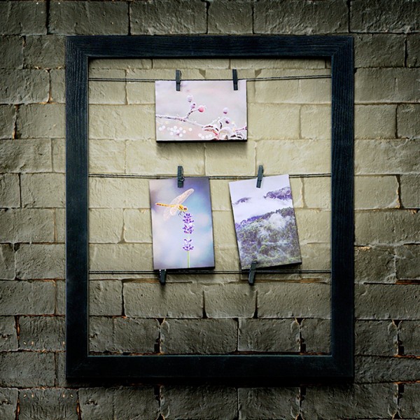 Cadre avec pince pour photo en simili bois noir