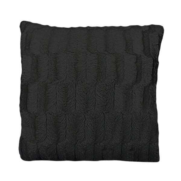Coussin décoratif en simili fourrure - Noir
