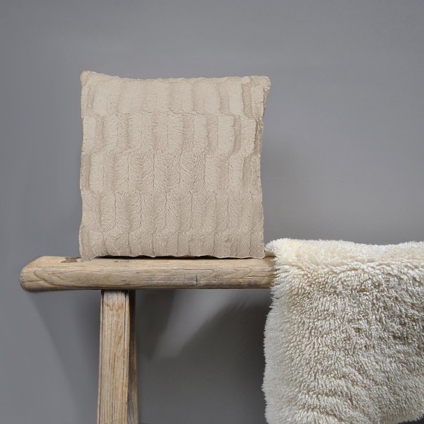 Coussin décoratif en simili fourrure - Taupe