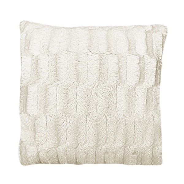 Coussin décoratif en simili fourrure - Ivoire