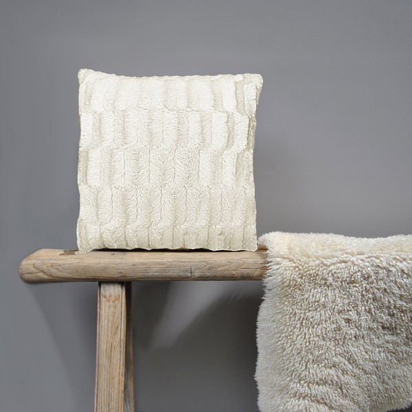 Coussin décoratif en simili fourrure - Ivoire