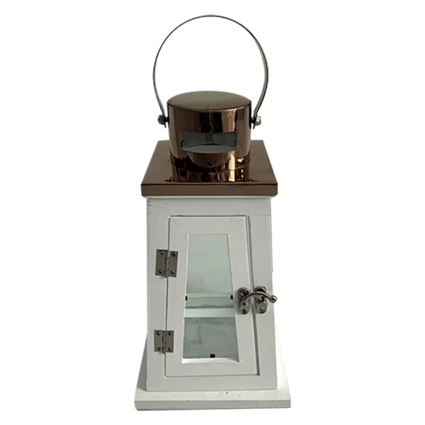 Wood Lantern with Copper Stainless Top - Magasins Hart | Hart Stores