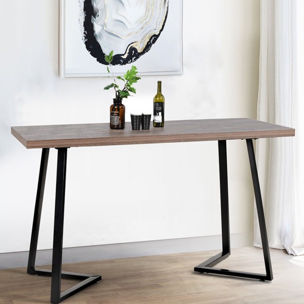 Dark Brown Dining Table with Metal Legs | 55x24x30