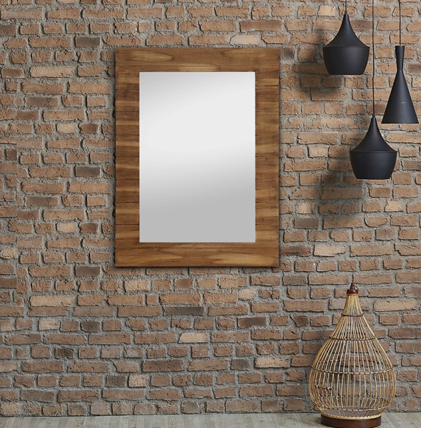 Wood Textured Framed Mirror