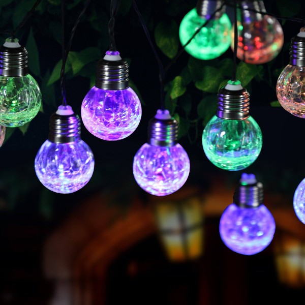 Solar Powered Cracked Glass Solar String Light - 10 LED Bulbs - 10 Color Changing - Magasins Hart | Hart Stores
