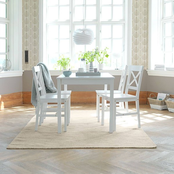 5 Piece Pine Wood Dining Set - White - Magasins Hart | Hart Stores