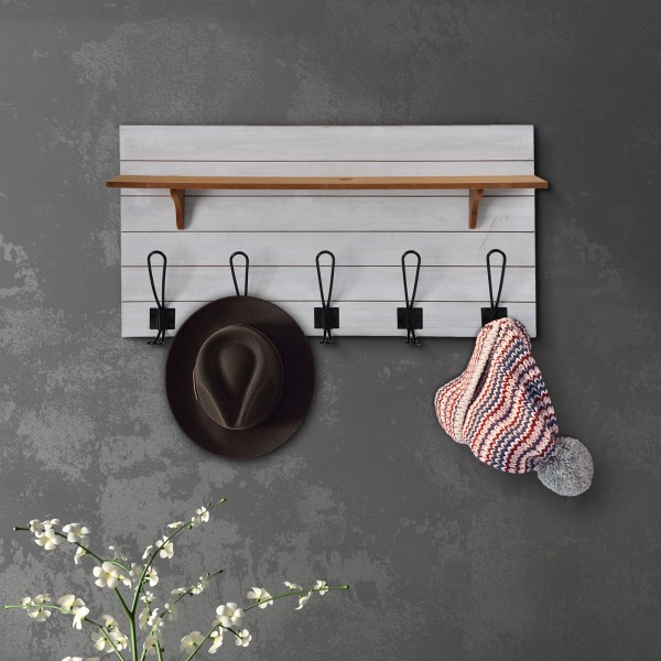 MDF Wall Shelf with Hooks | White - Magasins Hart | Hart Stores