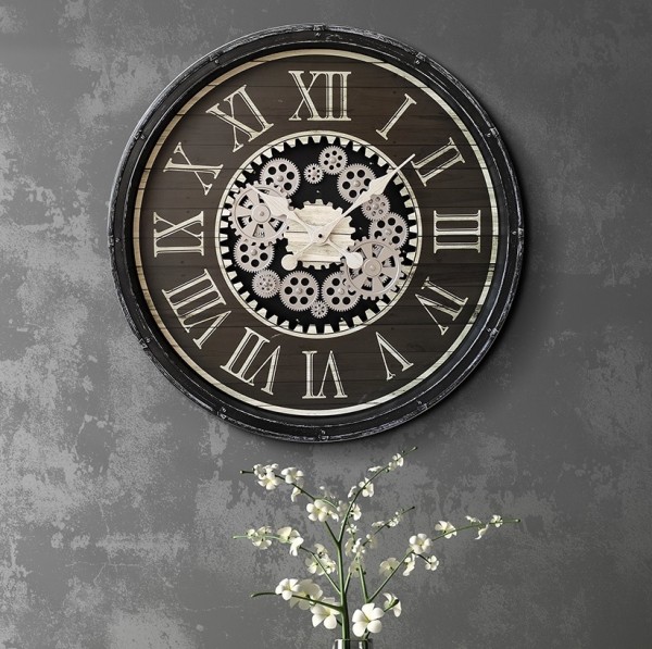 Horloge vintage avec engrenages mobiles