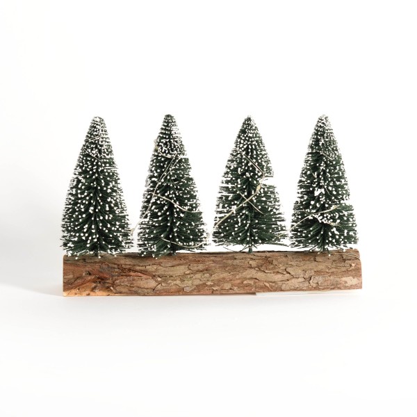 Green Pine Trees with Wooden Base